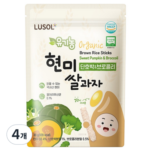 루솔 유기농 현미쌀과자, 혼합맛(단호박 / 브로콜리), 30g, 4개