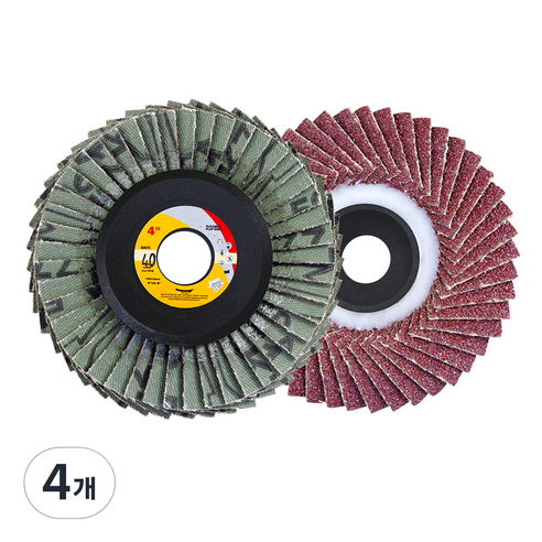 바벨롭 그라인더 사포날 해바라기 휠 페이퍼 100mm 40방, 4개