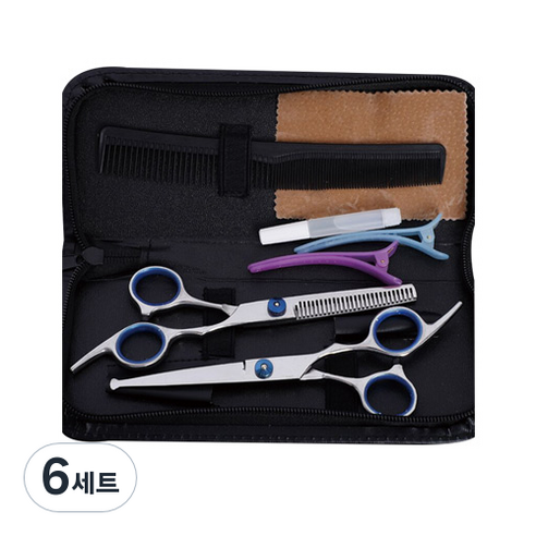 앞머리 커트 틴닝 숱 이발 미용 가위 세트, 혼합색상, 6세트