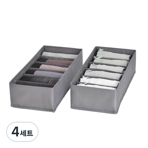 코멧 홈 프리미엄 속옷정리함 6칸 2개입, 그레이, 4세트