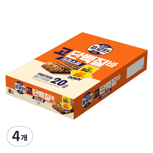 롯데웰푸드 이지프로틴 고단백질바 크리스피 8p, 400g, 4개