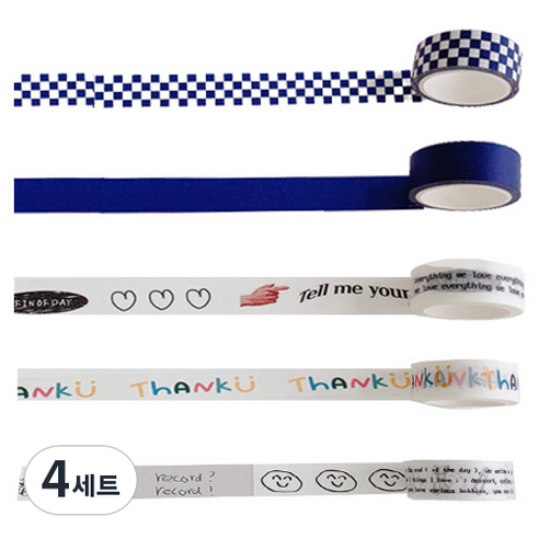 OON 문구 다꾸 그래픽 종이 마스킹 테이프 5종 세트, 혼합색상, 4세트