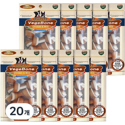 베게브랜드 스마트 베게본 덴탈껌 6P, 밀크치킨본, 20개