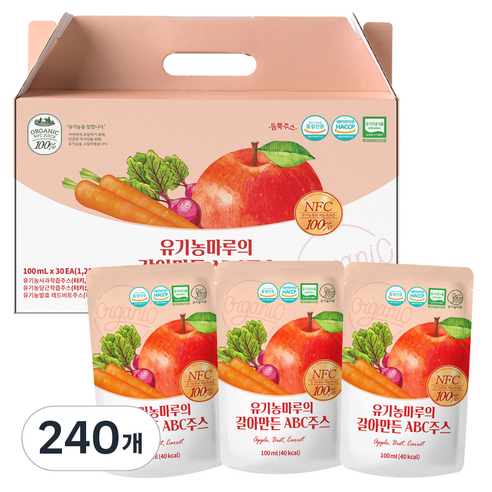 유기농마루 갈아만든 ABC 주스, 100ml, 240개