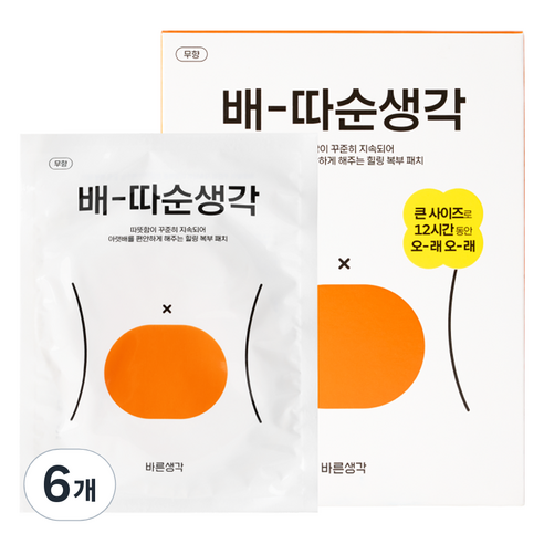 바른생각 파스형 배 따순 생각 핫팩 5p, 6개