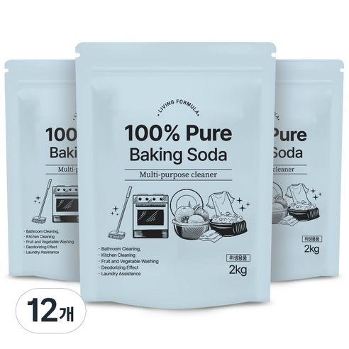 생활공식 100 Pure 베이킹소다, 2kg, 12개