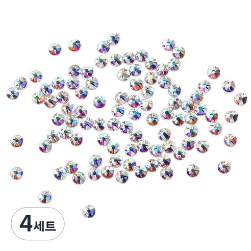 젤로젤로 프리미엄 네일 스톤 2종 x 100p 세트, 4세트, JCS-14 원형 AB 혼합