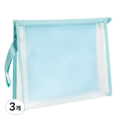 델리 삼각 투포켓 스트랩 파우치 A4 PP109, 블루립, 3개
