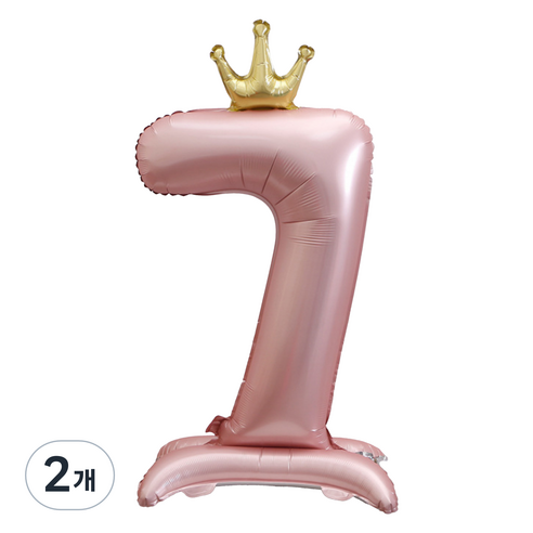 세컨드베스트 크라운 스탠딩 숫자 파티풍선 100cm, 핑크 숫자 7, 2개