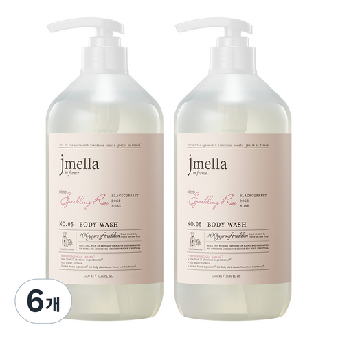 제이멜라 인 프랑스 스파클링 로제 바디워시 플로럴향, 1000ml, 6개