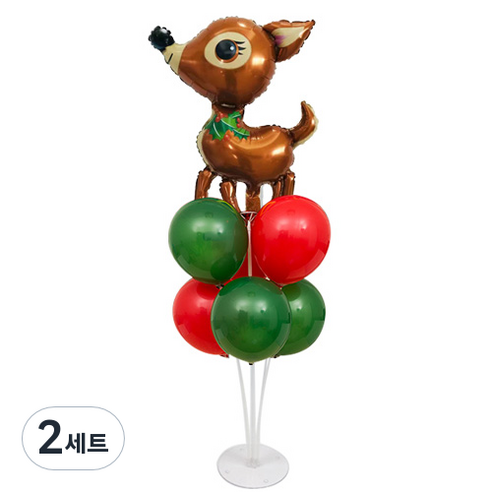 와우파티코리아 크리스마스 풍선 꽂이 세트, 브라운 사슴, 2세트