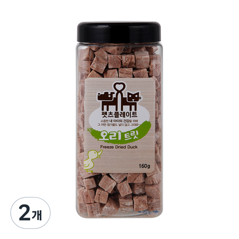 펫츠플레이트 강아지&고양이 동결건조 간식, 오리트릿, 160g, 2개