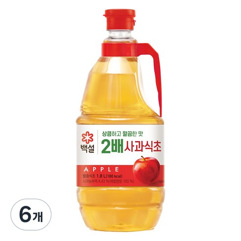 백설 2배 사과식초, 1.8L, 6개