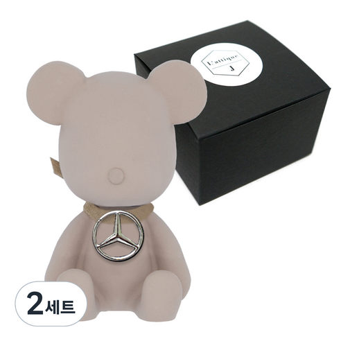 라띠크제이 엠블럼 베어 차량용 방향제 벤츠 베이지 + 리필 블랙체리 5ml, 2세트