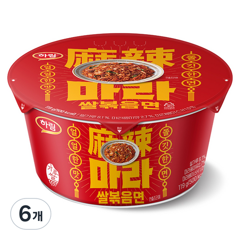 하림 마라쌀 볶음면 119g, 6개
