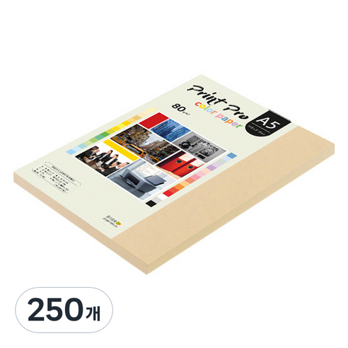 종이문화 프린트프로 얇은 칼라복사지 No 3 베이지 80g, A5, 250개