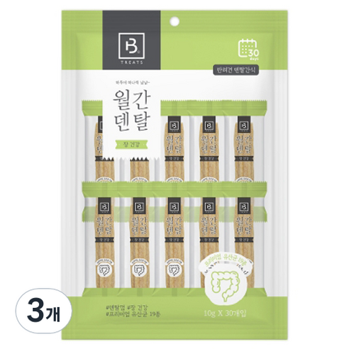 브리더랩 강아지 월간 덴탈껌 30p, 장건강, 300g, 3개