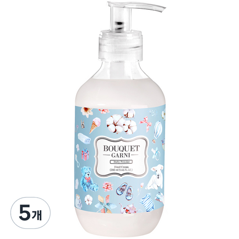 부케가르니 딥 모이스처 핸드크림 베이비파우더, 280ml, 5개