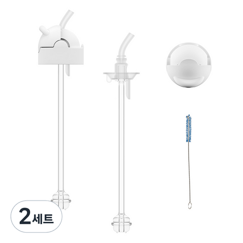 닥터브라운 유아용 내로우 젖병 250ml용 시피 실리콘 빨대 2p + 플립탑 2p + 청소 브러쉬 교체킷 세트, 2세트, 화이트, 250ml