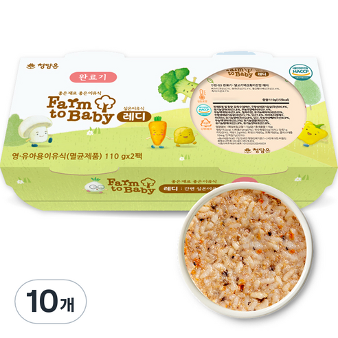 팜투베이비 레디 실온이유식 완료기 닭고기버섯흑미진밥, 110g, 10개