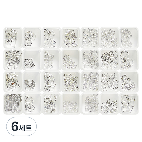 메이브라운 네일파츠 아트세트 C 네일참 28종 실버 MSM28, 혼합색상, 6세트