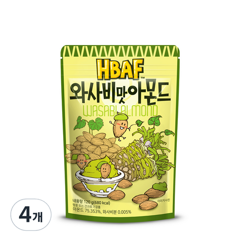 바프 와사비맛 아몬드, 120g, 4개