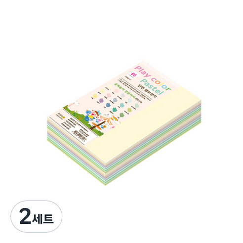 종이문화 플레이칼라 파스텔 색지 혼합 180g B6 200p, 2세트, 15색