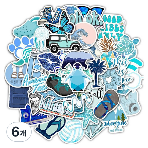 만들하비 캐리어 노트북 다이어리 꾸미기 리무버블 스티커 50p, 04 블루, 6개