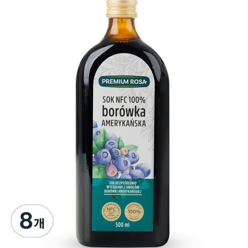 프리미엄로사 블루베리 원액 즙, 500ml, 8개