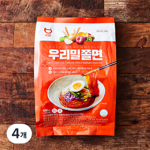 생채움 우리밀쫄면, 420g, 4개