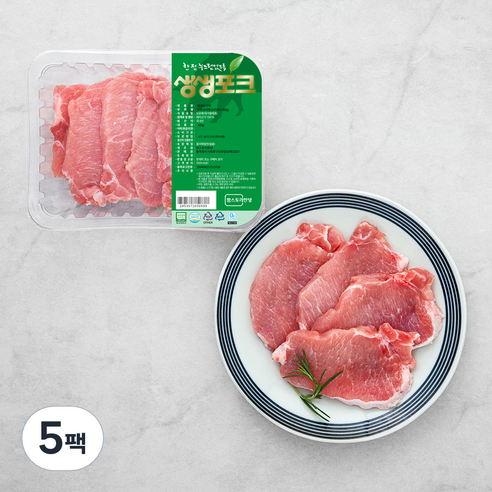 생생포크 한돈 무항생제 인증 등심 돈까스 (냉장), 500g, 5팩