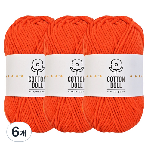 니뜨 코튼돌 뜨개실 50g, 6개, 8자몽