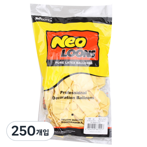 네오룬스 30 cm 라운드풍선, 파스텔 아이보리, 250개