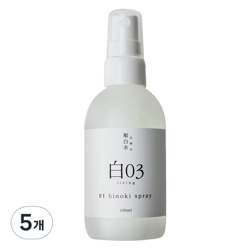 순백수 히노키 스프레이 탈취제 본품, 5개, 100ml