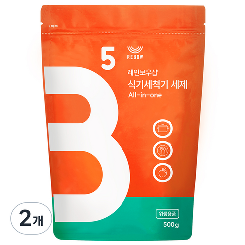 레인보우샵 올인원 식기세척기 세제 리필, 500g, 2개