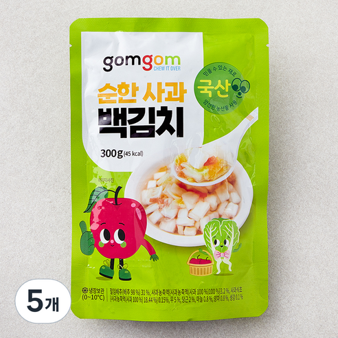 곰곰 순한 사과 백김치, 300g, 5개