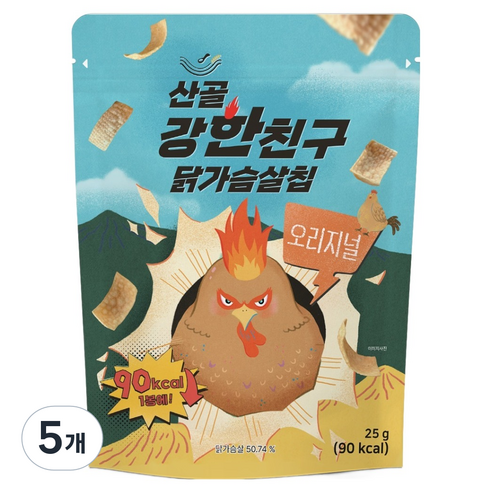 에코맘의산골이유식 유아용 산골 강한친구 닭가슴살칩, 25g, 5개, 오리지널