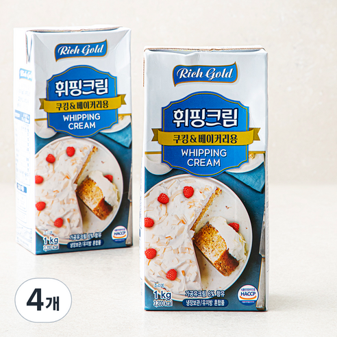 리치골드 휘핑크림 쿠킹 & 베이커리용, 1kg, 4개