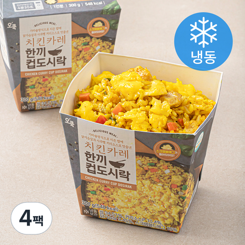 오쿡 치킨카레 한끼 컵도시락 (냉동), 300g, 4팩