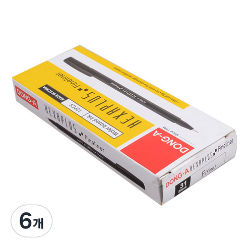 동아 헥사 파인라이너 수성펜 0.5mm x 12p, 흑색, 6개