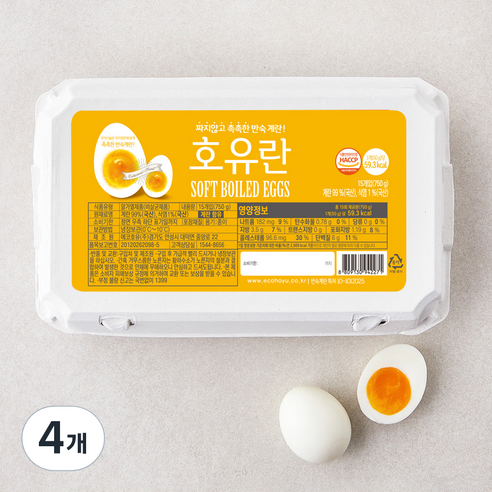 호유란 짜지않고 촉촉한 반숙란 0.75kg, 15구, 4개