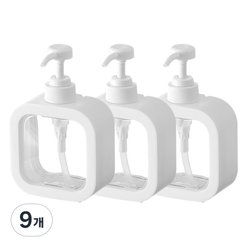 아리코 펌프 디스펜서 리필용기 500ml, 화이트, 9개