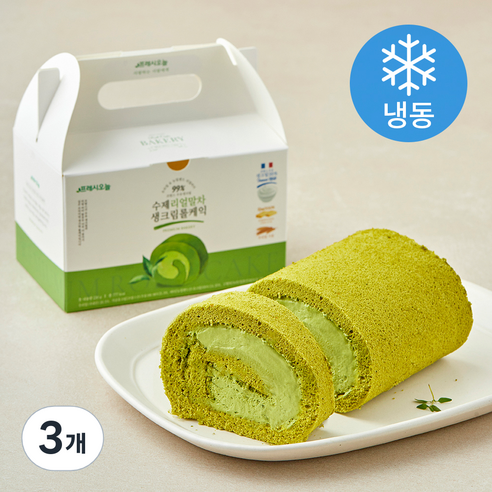 프레시오늘 우리밀 리얼버터 프랑스 우유생크림 99% 리얼 말차 수제 롤케익 (냉동), 230g, 3개