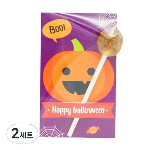 도나앤데코 할로윈 사탕홀더 BOO호박 보라 20p + opp접착 8 x 10 무지비닐 20p, 2세트