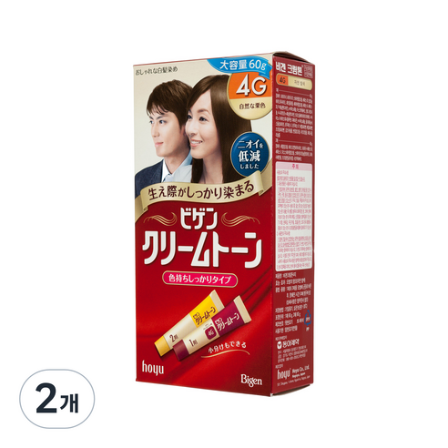 비겐 크림톤 염색제, 4G자연밤색, 2개