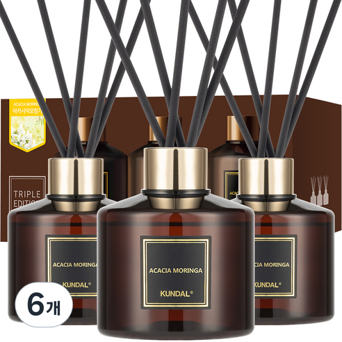 쿤달 퍼퓸 디퓨저 + 섬유스틱 세트, 아카시아모링가, 200ml, 6개