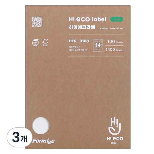 폼텍 하이에코 주소용 라벨 HES-3108, 14칸, 300개