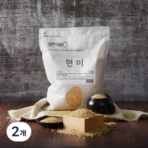 바른곡물 국산 현미, 2kg, 2개