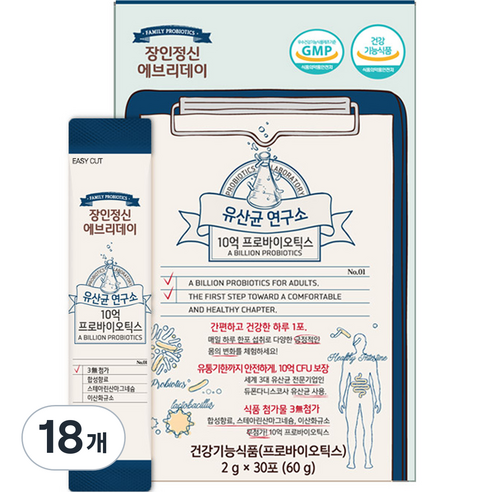 장인정신에브리데이 유산균 연구소 10억 프로바이오틱스 30p, 60g, 18개