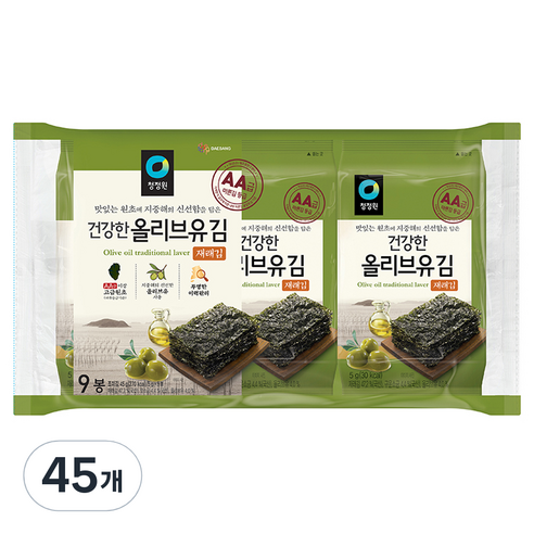 청정원 올리브유재래김, 5g, 45개